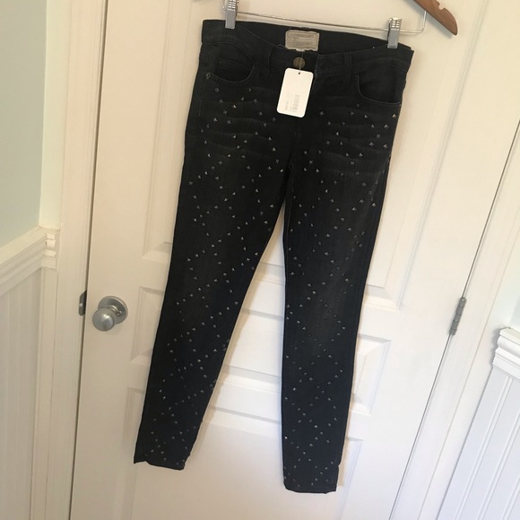 NWT Current/Elliot Black Destroy Studded Jeans - Picture 7 of 8